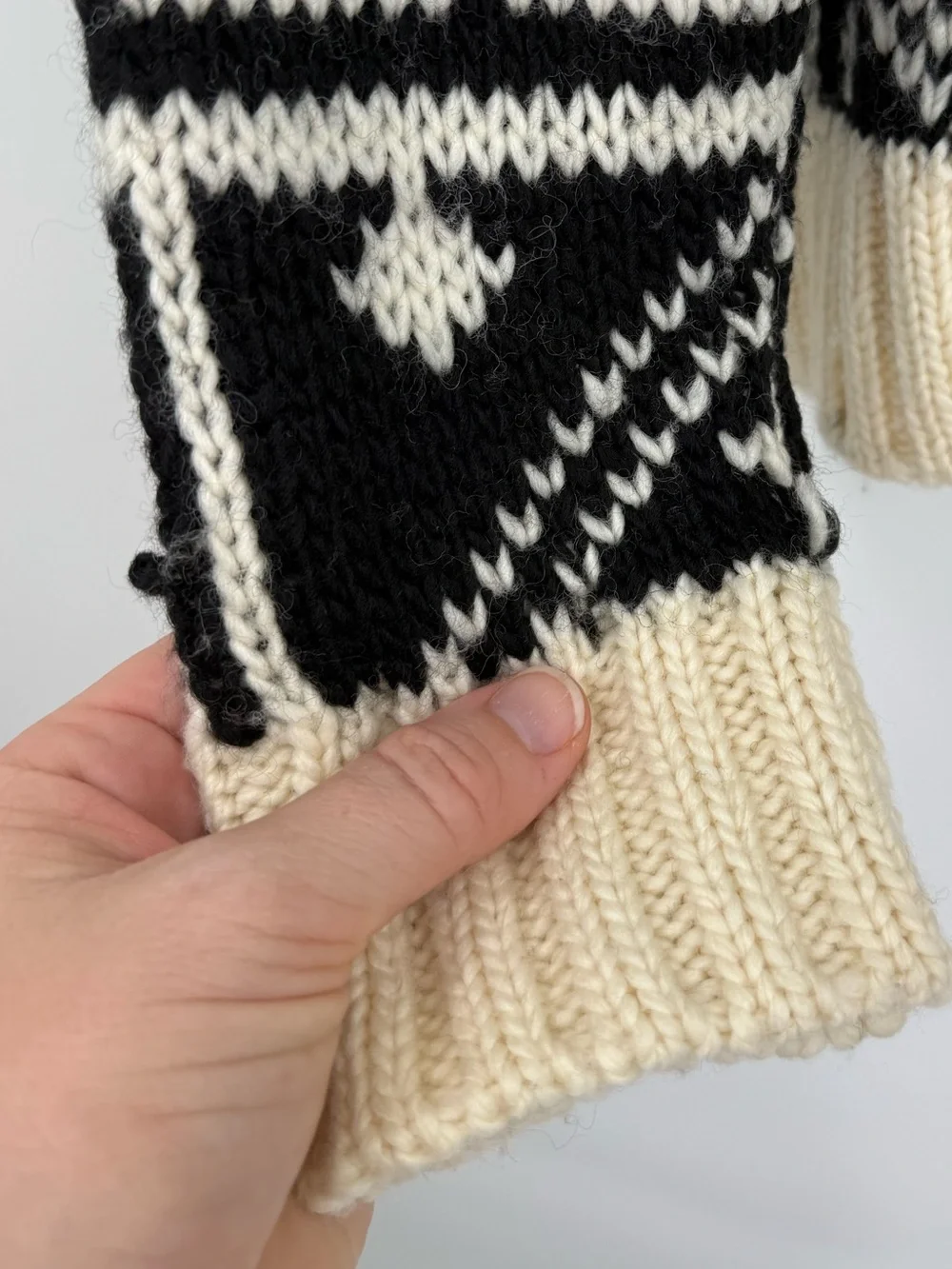 Free People Wool Blend Fair Isle Snowflake Sweater | Black Ivory | Medium